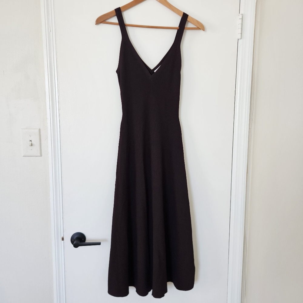 A.L.C. Womens Dress XS Midi Ribbed Fit & Flare Minimalist Classic Quite Luxury